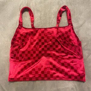 Red Checker Print Bra